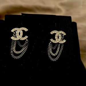 Chanel ruthenium crystal earrings